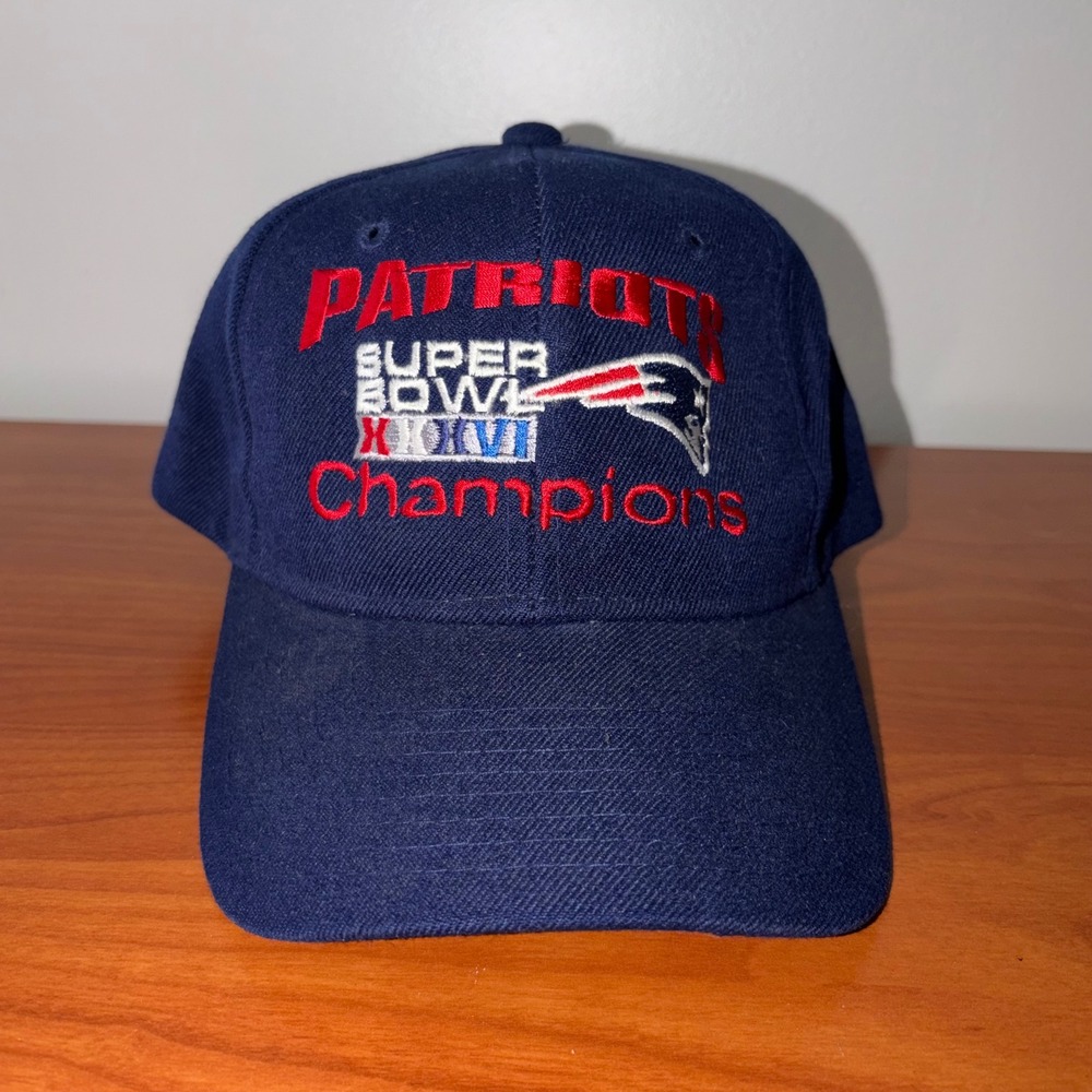Vintage Headmaster New England Patriots Super Bowl XXXVI Champions Hat Navy Blue